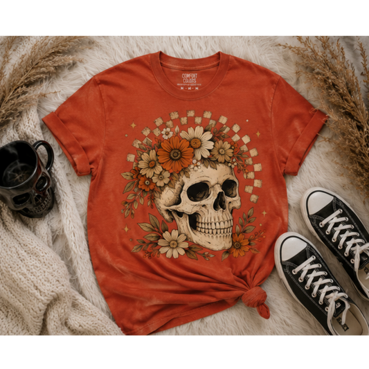 Floral Skull & Wildflowers Comfort Colors Tee