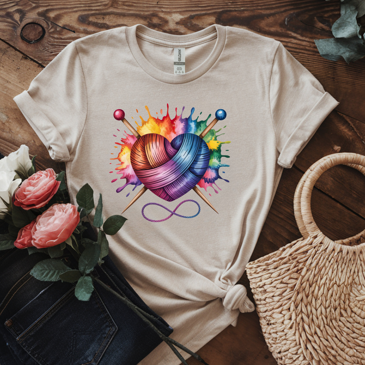 Colorful Yarn Heart T-Shirt