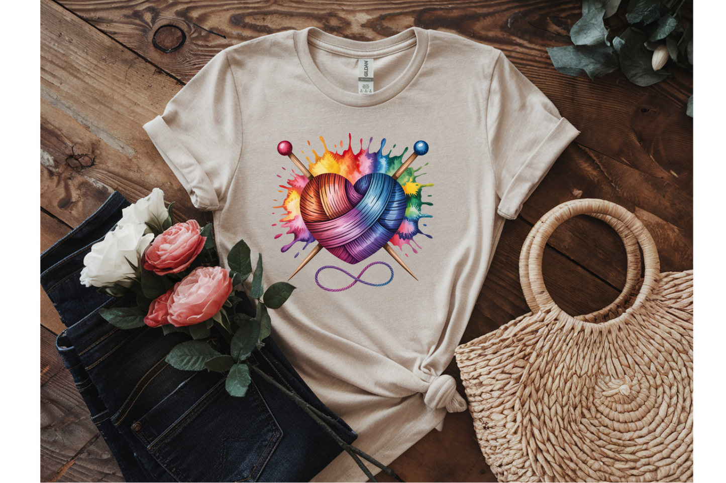 Colorful Yarn Heart Tee
