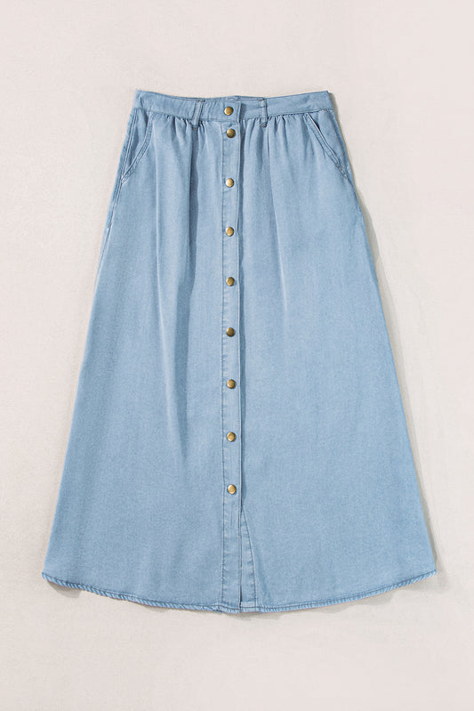 Button Denim Skirt