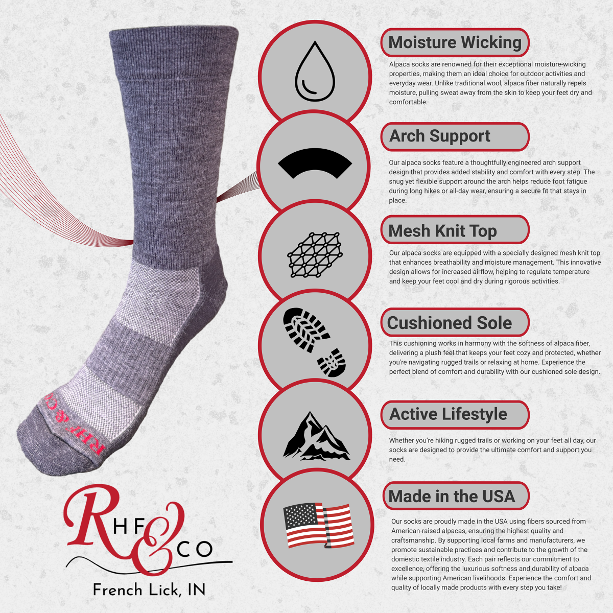 RHF Granite Trek Alpaca Crew Socks