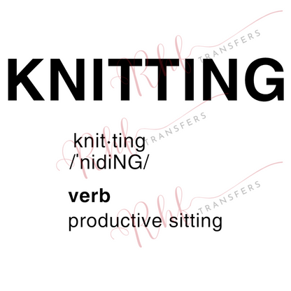 Knitting Definition Transfer Sheet